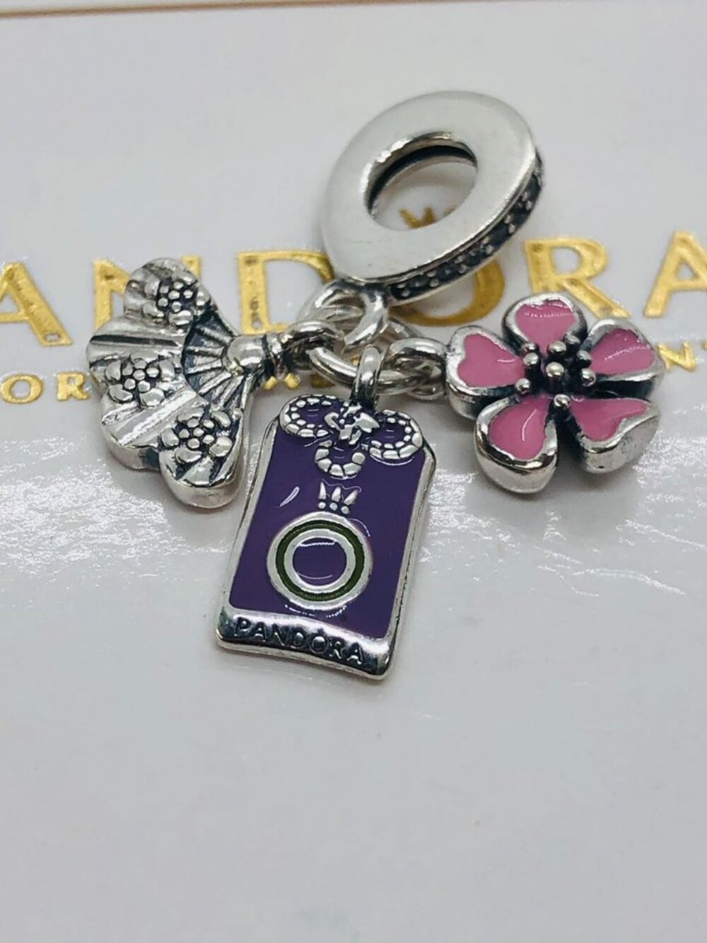 Pandora Japanese Sakura Omamori & Fan Dangle Charm